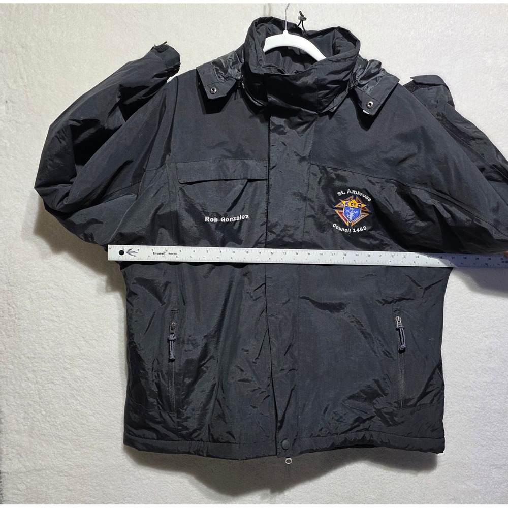 Black Fleece Lined Hooded Jacket Knights of Columbus St Ambrose Council 1489 XL - Picture 12 of 14